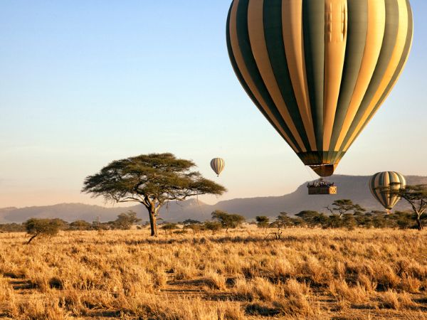 Giostra con le mongolfiere sopra il Serengeti